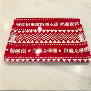 Red and white Christmas tray